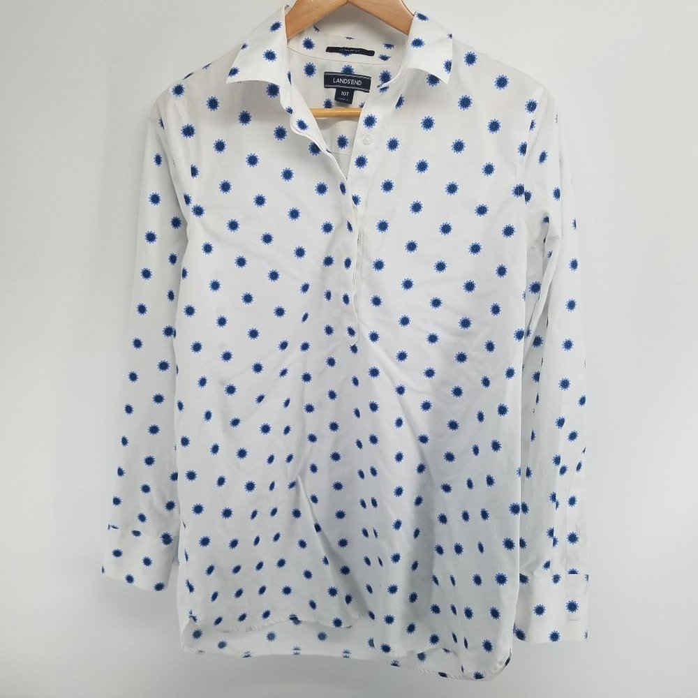 Land's End blue and white long sleeve floral top size 10T